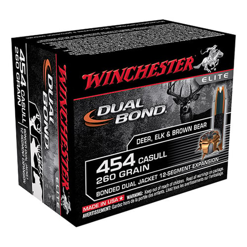 Winchester Ammo S454DB Dual Bond  454 Casull 260 gr Bonded Dual Jacket 12-Segment Expansion 20 Bx/10 Cs